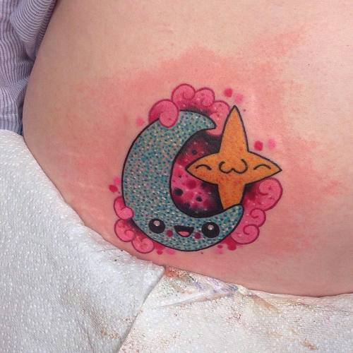 keelyrutherford:  Kawaii 🌙✨ on the lovely Jennifer (bloody and sore still) done @bathstreettattoo x (at Bath Street Tattoo Collective)