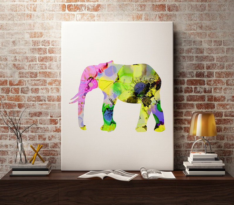canvaspaintings:  Watercolor Elephant Art Print- Colorful Illustration - Poster for