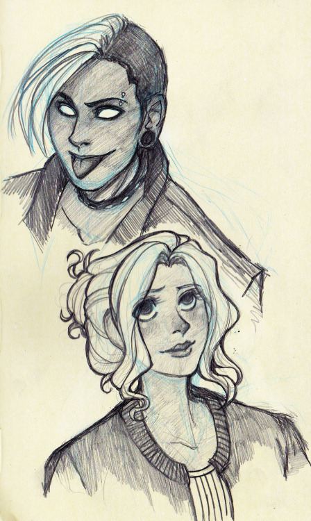 –and now for something that I actually enjoyed doodling. Two more OCs from the Biker Angel universe.