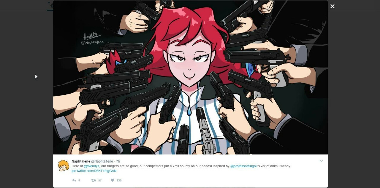 roninkairi: From Wendy’s Twitter account.  To be fair, she broke the rules of The