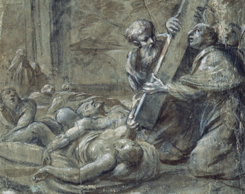 Carlo Cesi, Saint Carlo Borromeo Among the Plague Sufferers, detail (1637)