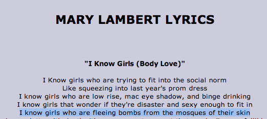 noor3amoor:  bloglikeanegyptian:  punkmoss:  i feel like mary lambert just saved