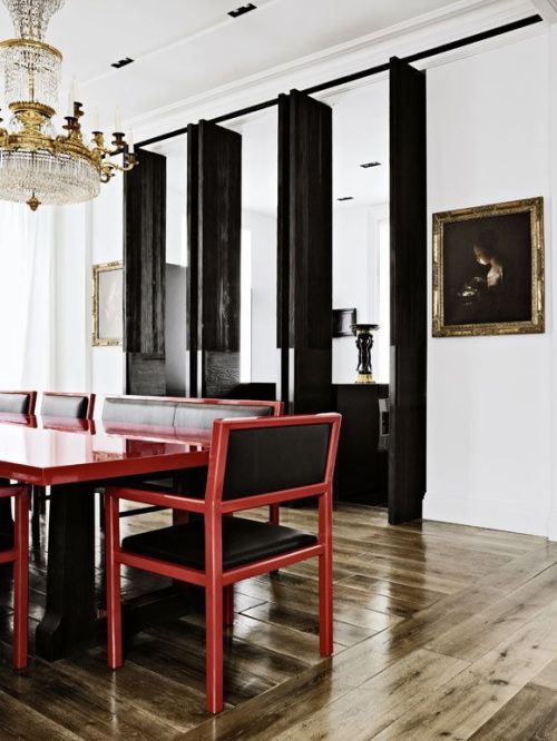 thedecorista:  hardwood floors with white walls + black trim is always stunning. 