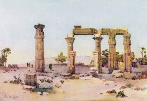 Temple of MontuView of the Temple of Montu at Medamud. Illustration for The Banks of the Nile painte