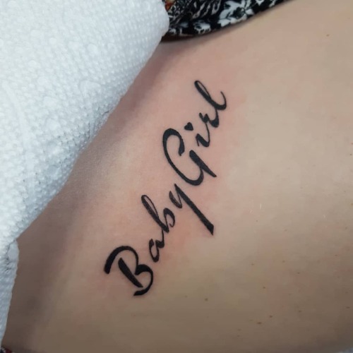 #baby #girl #babygirl #hiptattoo #script #lettering #tattoo by #femaletattooartist #femaletattooer #