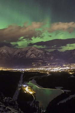 alecsgrg:  Northern Lights over Canmore, Alberta | ( by Richard Gottardo )