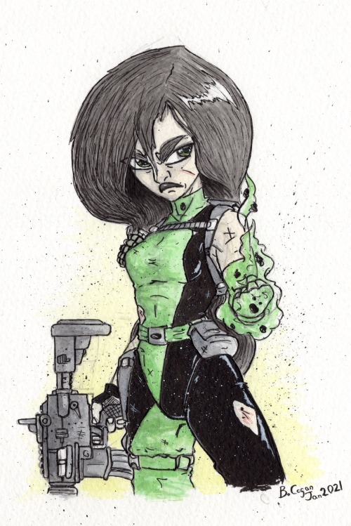 Shego - Rooting, Tooting and ready for Shooting.A simple image of Kim Possible’s ‘Shego&