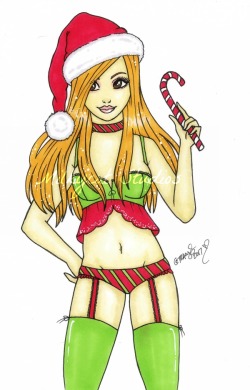 milkycatstudios:  Christmas pin up, just