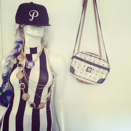 #mcm #handbag @pony #snapback #stripeystuff #goldchains #mannequin #lionnecklace #justchillin at @is