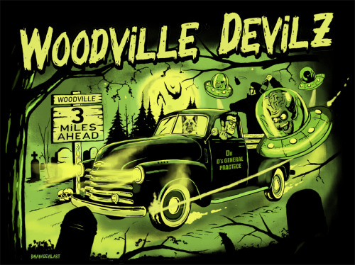 bwanadevilart: New Private commission, t-shirt design for WoodVille Devilz! Just a reminder that our