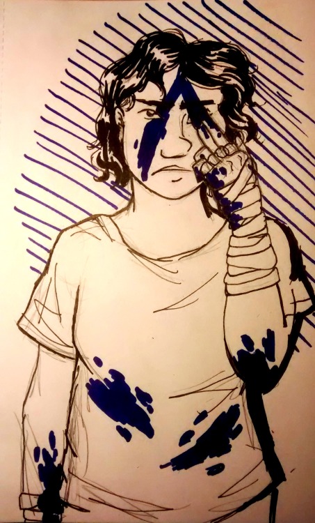 What to do with sharpies? Draw Viola and improbable blue paint, of course.