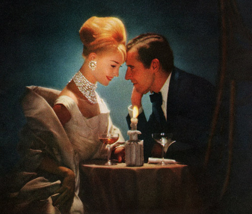rogerwilkerson:Romantic Dinner - detail from 1960 Revlon ad.