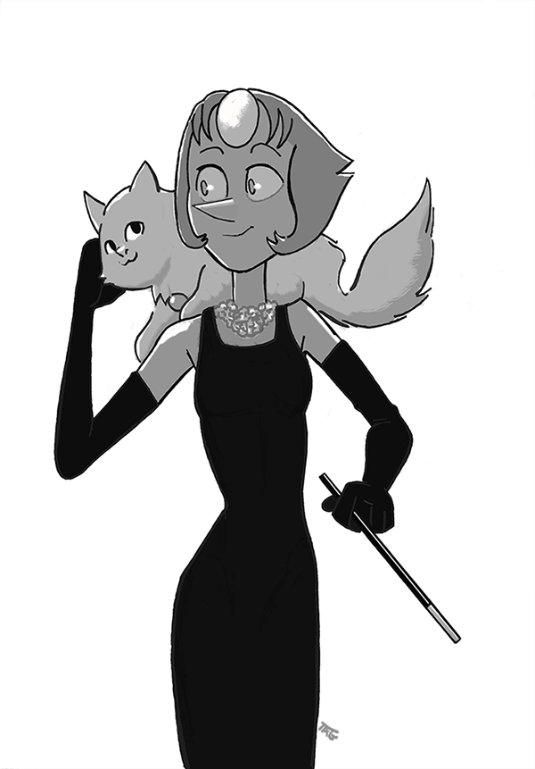 thecomicbookbroad:  Someone on /co/ asked for Pearl dressed like Holly Golightly