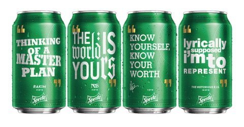 flawlessxqueen:  king-emare:  babeobaggins:  theverge:  Sprite is introducing a new line of limited-edition cans and bottles featuring selected inspirational hip-hop lyrics, a collection they’re calling “Obey Your Verse.“ The first set of 16 features