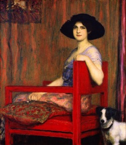 cavetocanvas:  Franz von Stuck, Mary in a Red Chair, 1916 