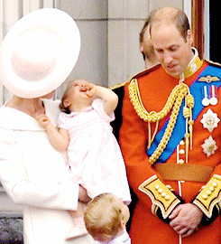 katemiddletons:The Cambridges in the balcony of Buckingham Palace as they celebrate Trooping the Col