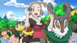 torashii:  klinklang:  As was revealed the other day, Alexa, the older sister of Santalune City Gym Leader Viola, will be appearing in the Pokémon anime on July 18th. She has Gogoat, Helioptile, and Noivern.  Helioptile is adorable &lt;3