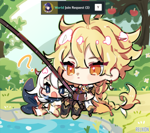 Fishing make CO-OP REQ more active ngl. I try to mimic the official chibi style!~ 