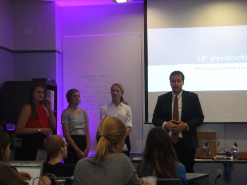 Evan Guthrie Law Firm Speaking At The College Of Charleston ICAT Business Incubator Presentation About Business Law, Intellectual Property, Trademarks, And Patents, And Trade Secrets To Students From Charleston, Nebraska, And Estonia At The College...