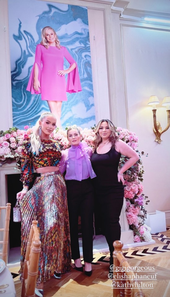 Gigi Gorgeous, Elisa Cuthbert and Hilary Montez at Kathy Hilton's birthday party, March 10, 2023