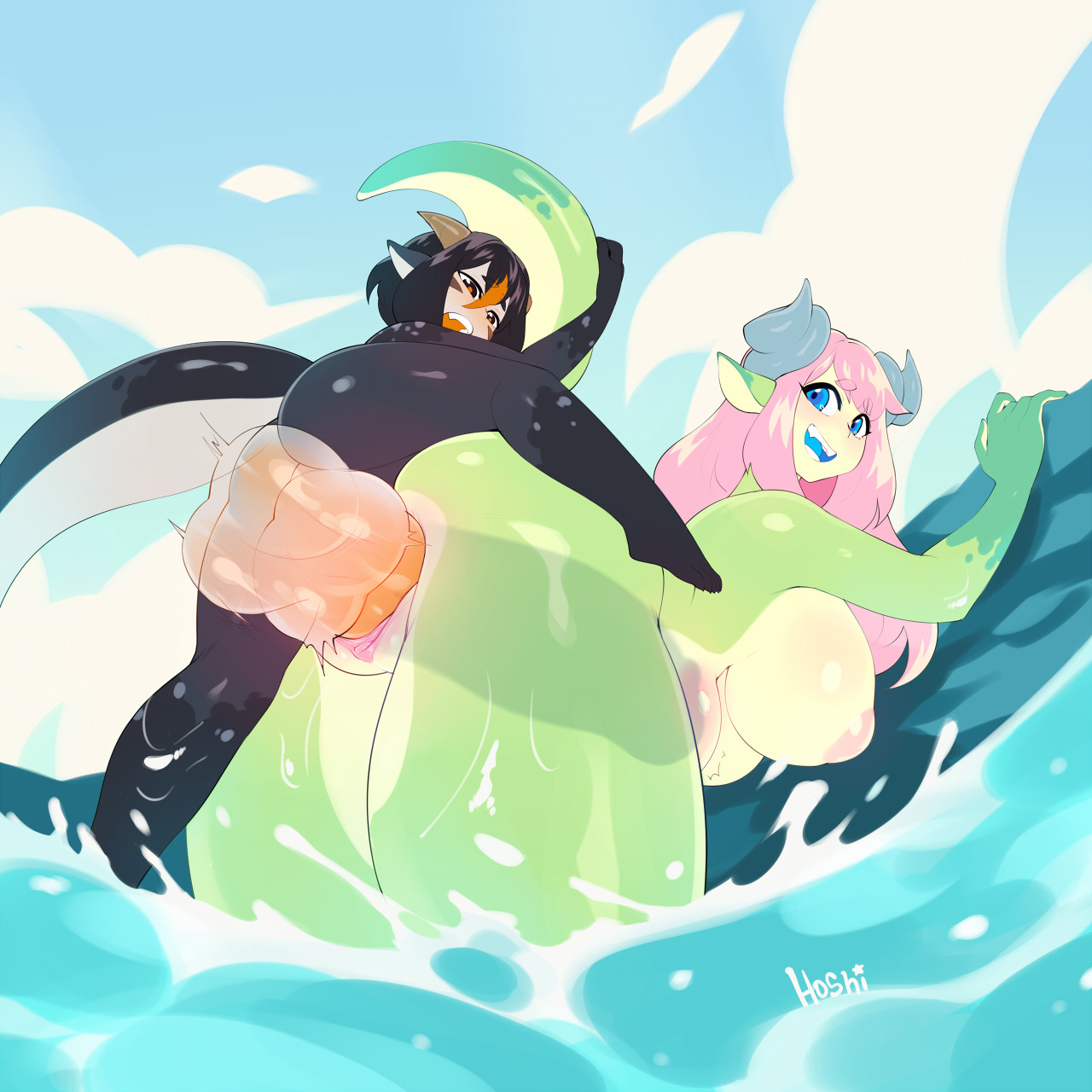 eigakansfw:  nedoiko: Non-Shaded Commission for Eigaka~ Nina and Idian were a ton