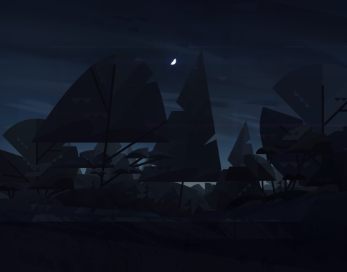 A new batch of backgrounds from my graduation film J’attends la nuit. More of the lake at night/earl