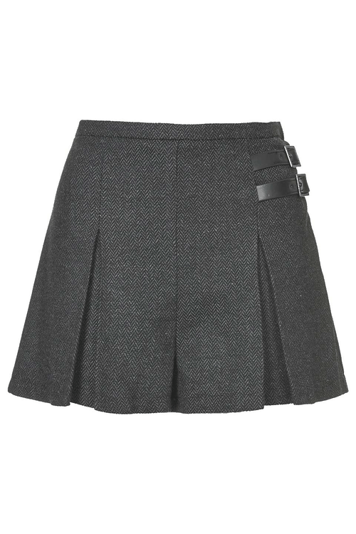 Buckle Flannel Kilt Skort