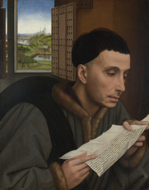 Rogier van der Weyden (workshop of) - A Man Reading (St. Ivo?) (c. 1450).Ivo of Kermartin is the pat