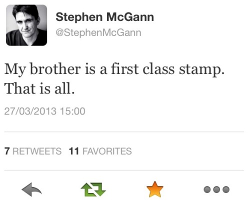 lauramain-stephenmcgann:I fully loled! Stephen McGann when he finds out his brother (Paul McGann - T