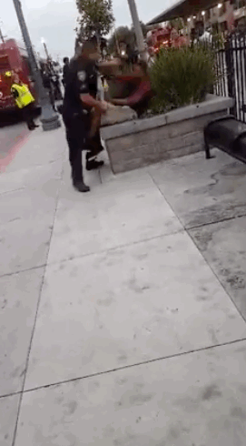 micdotcom:   Video shows 9 California officers beating a teen after jaywalking  At 6:52 a.m. Tuesday, a 16-year-old in Stockton, California, was told to stop walking in the street by a law enforcement officer, according to the Stockton Police Department.