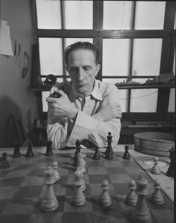 darksilenceinsuburbia:  “I am still a victim of chess. It has all the beauty of art — and much more. It cannot be commercialized. Chess is much purer than art in its social position.” - Marcel Duchamp  