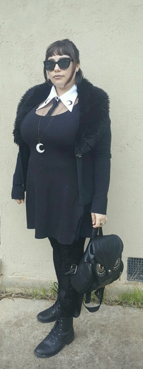 moonmyrrhmaid: Today’s outfit. Black skater dress layered over Restyle’s Luna Shirt and 