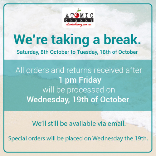 📢 We’re taking a break from Saturday and we’ll be back on Wednesday the 19th.
📢 All orders and returns received after 1 pm Friday the 7th will be processed when we return.
📢 We’ll be checking emails so please contact us with any questions or...