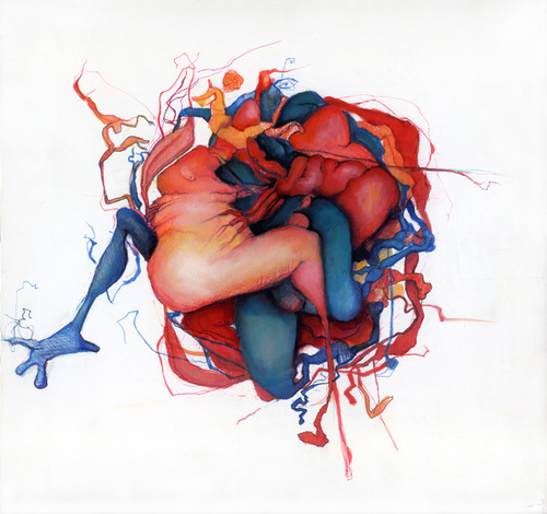 crossconnectmag:  Sarah Olson I exaggerate and combine forms — distended tree limbs,