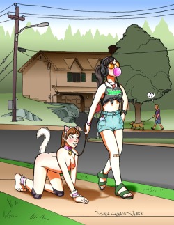 geknebelt:  Anna and Rebecca, out for a summer stroll!