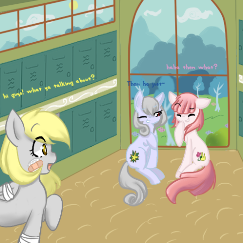 Aww, poor lil Derpy! ;w;  …that cute lil sleepin’ Doccy tho~ xp
