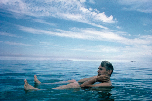 High saline content of the Great Salt Lake in Utah keeps a swimmer afloat, April 1964.Photograph by 