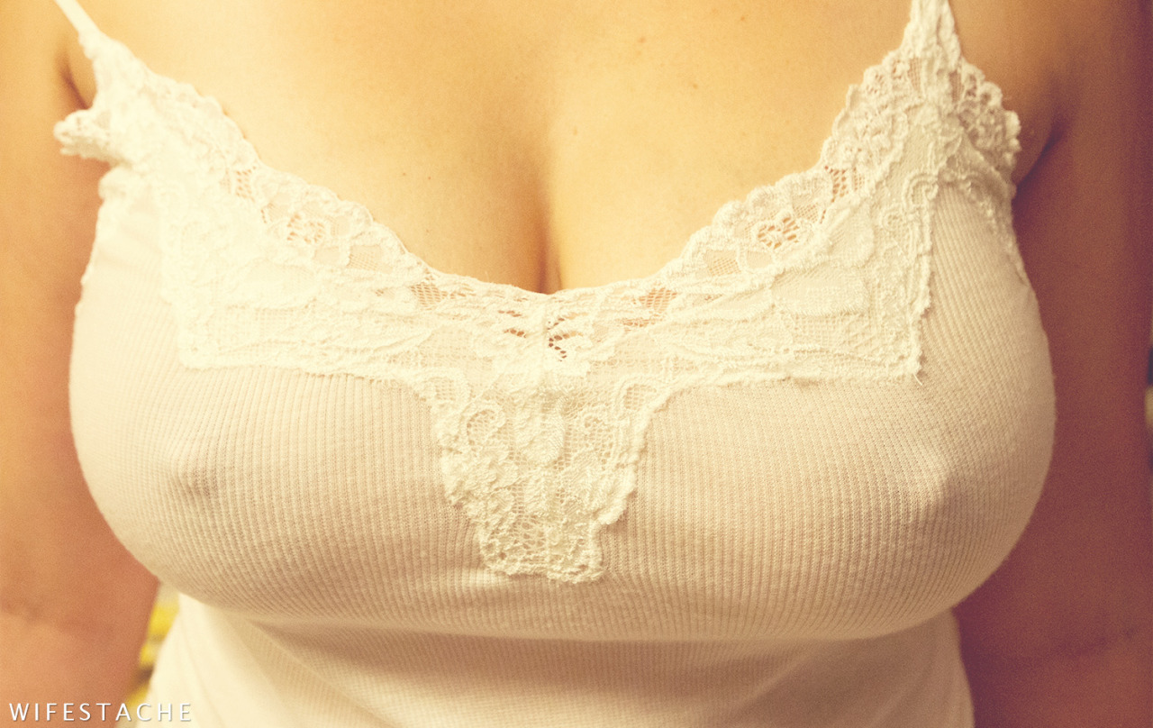 wifestache:  Love my wife’s boobs. Love watching them jiggle. Love cumming on them.