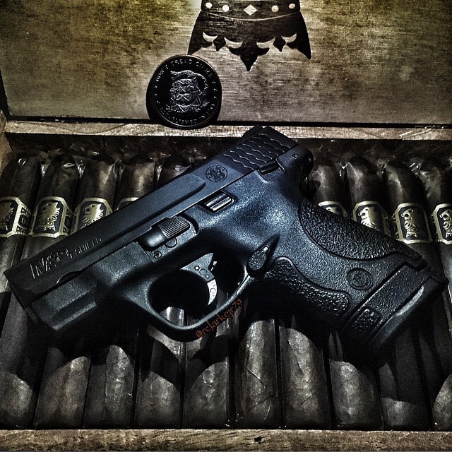 cigars-and-guns:  by @rclarkejr79 #cigarsandguns #cigars #gun #cigar #gun #botl #sotl