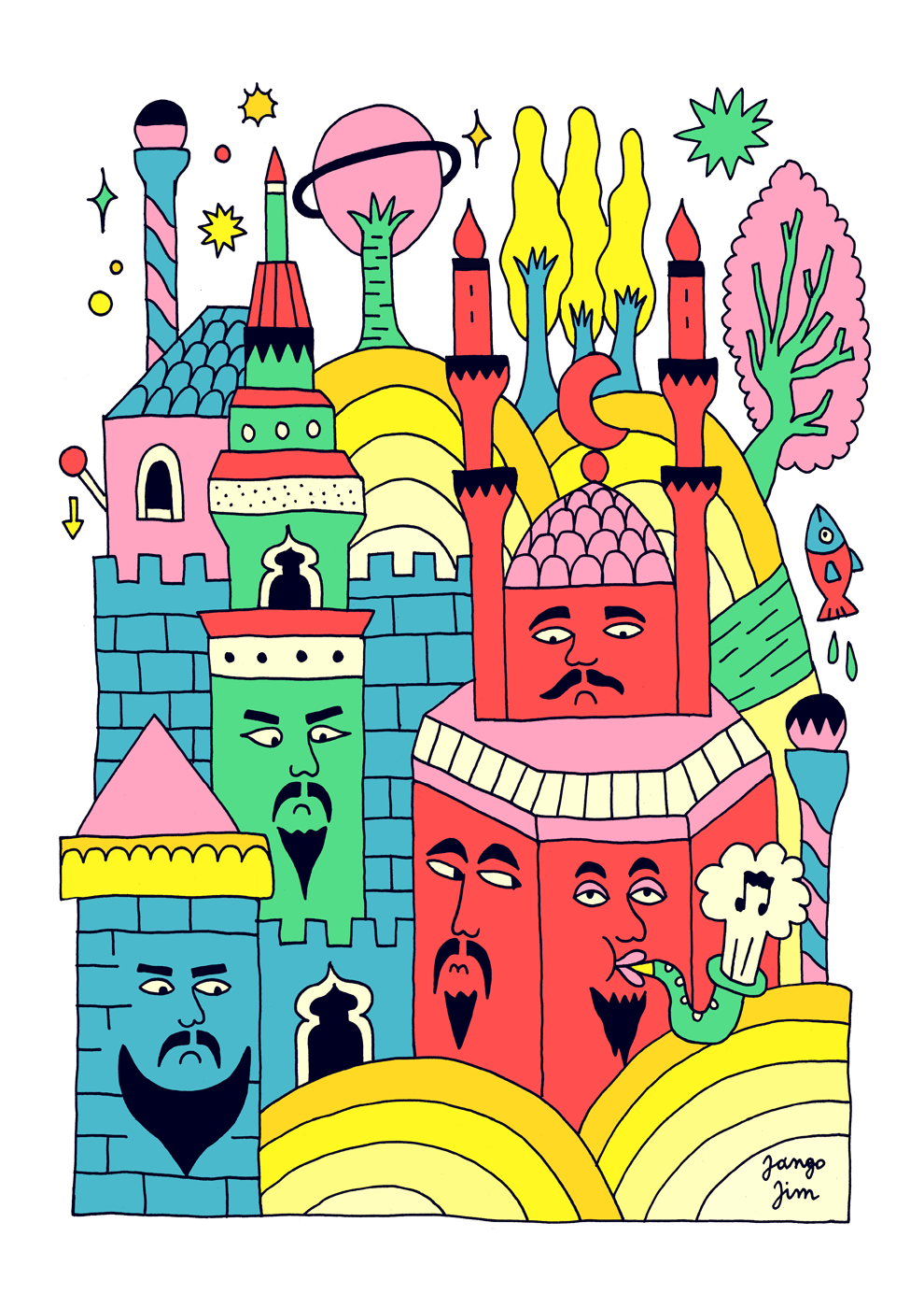 jangojim:Ottoman Miniature inspired illustration fueled by recent trip to Istanbul.