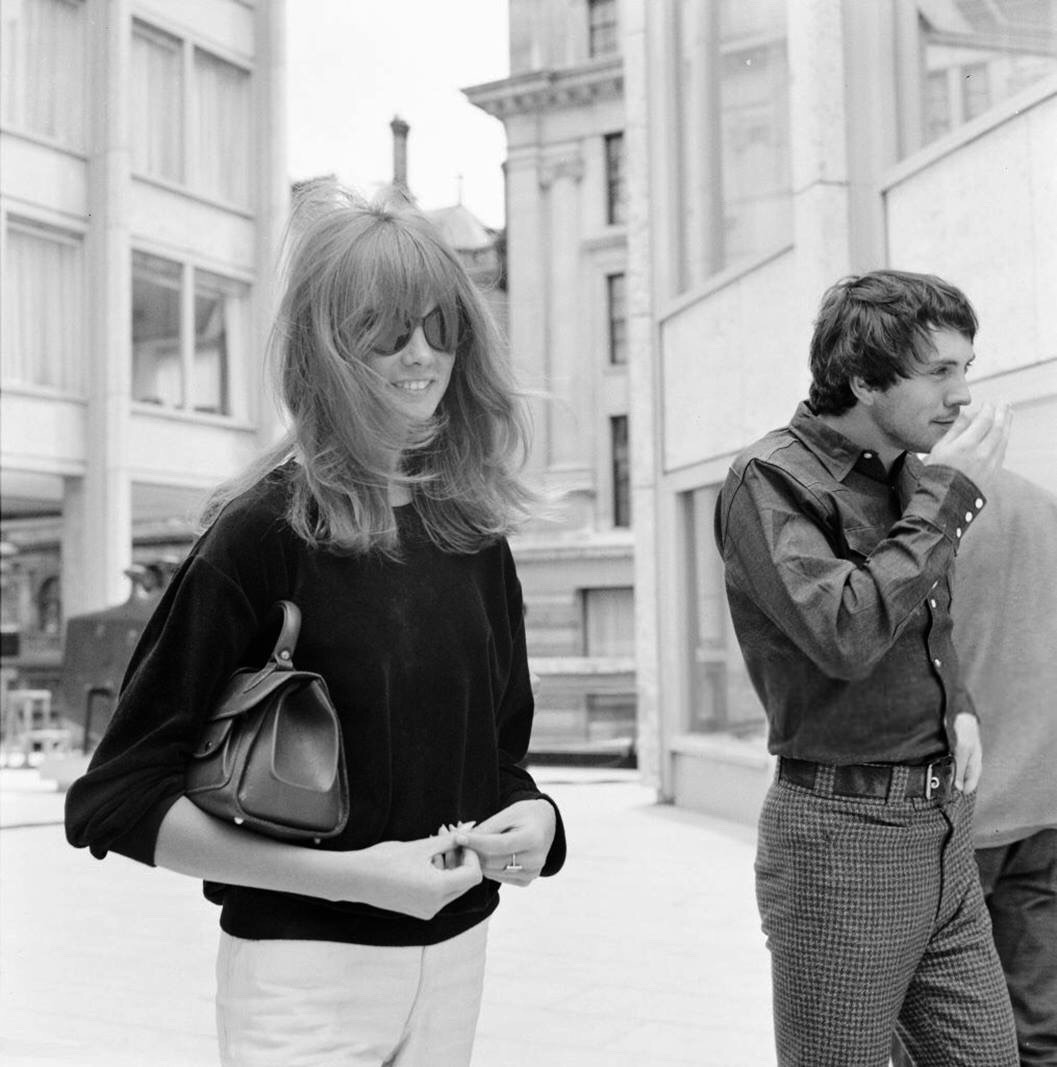 isabelcostasixties:  Jean Shrimpton and Terence Stamp, who met friend Laurence Harvey