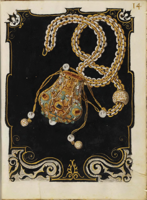 Hans Mielich, Kleinodienbuch, Jewels Book, 1553. Inventory of the jewelry owned by Archduchess Anna 