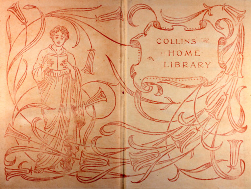 Art Nouveau Influence design end papers - Collins’ Home Library c1900