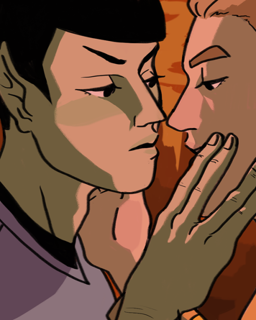vaksur:doodle of spock and kirk honeymooning it up on vulcan