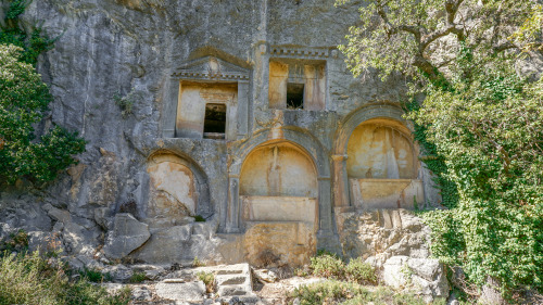 classicalmonuments: Rock cut tombs of the Termessian Necropolis Termessos, Pisidia, Asia Minor (Turk