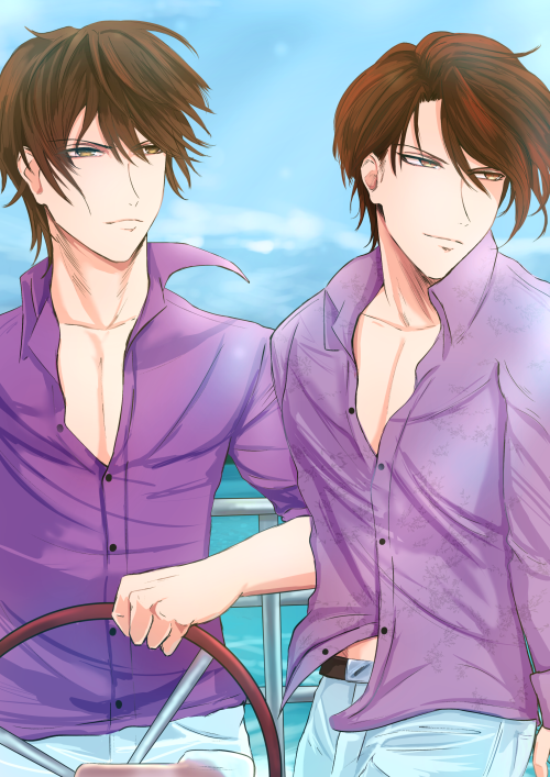 My entry for the Voltage summer fan art competition - Eisuke x Kazuomi out on a yacht :)
