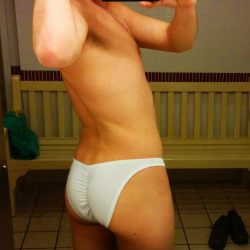 underwearhunters:  Trying on my new scrunch-back at the pool  I moved to Twitter!  