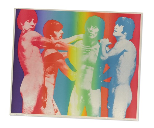 desimonewayland: The Beatles Original Danish Poster, 1968 - Printed by Permild &amp; Rosengreen An irreverent Danish design by an anonymous artist featuring the Fab Four naked in rainbow hues.  Sotheby’s 