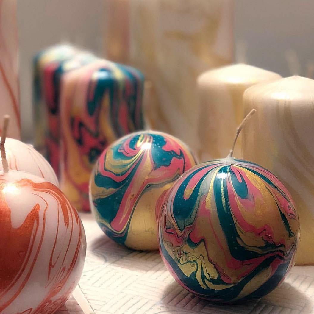 Hand Dipped Marbled Candles, by Clueless Candles...