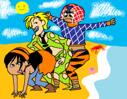 problemstudentpuddin:  original dance crew werkin it on the beach 